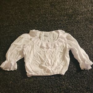 Elegant White Ruffled Women's Blouse